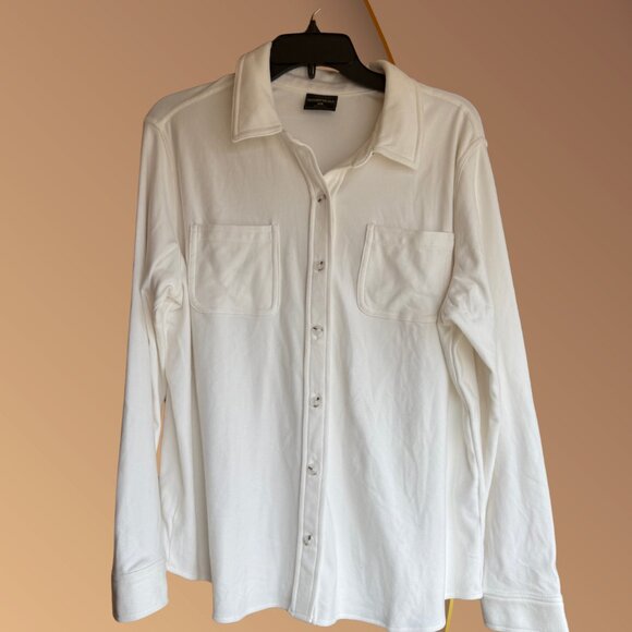 32 Degrees Ultra Soft Button Up Fleece in Cream Winter White, Suze Large, EUC - Picture 4 of 17